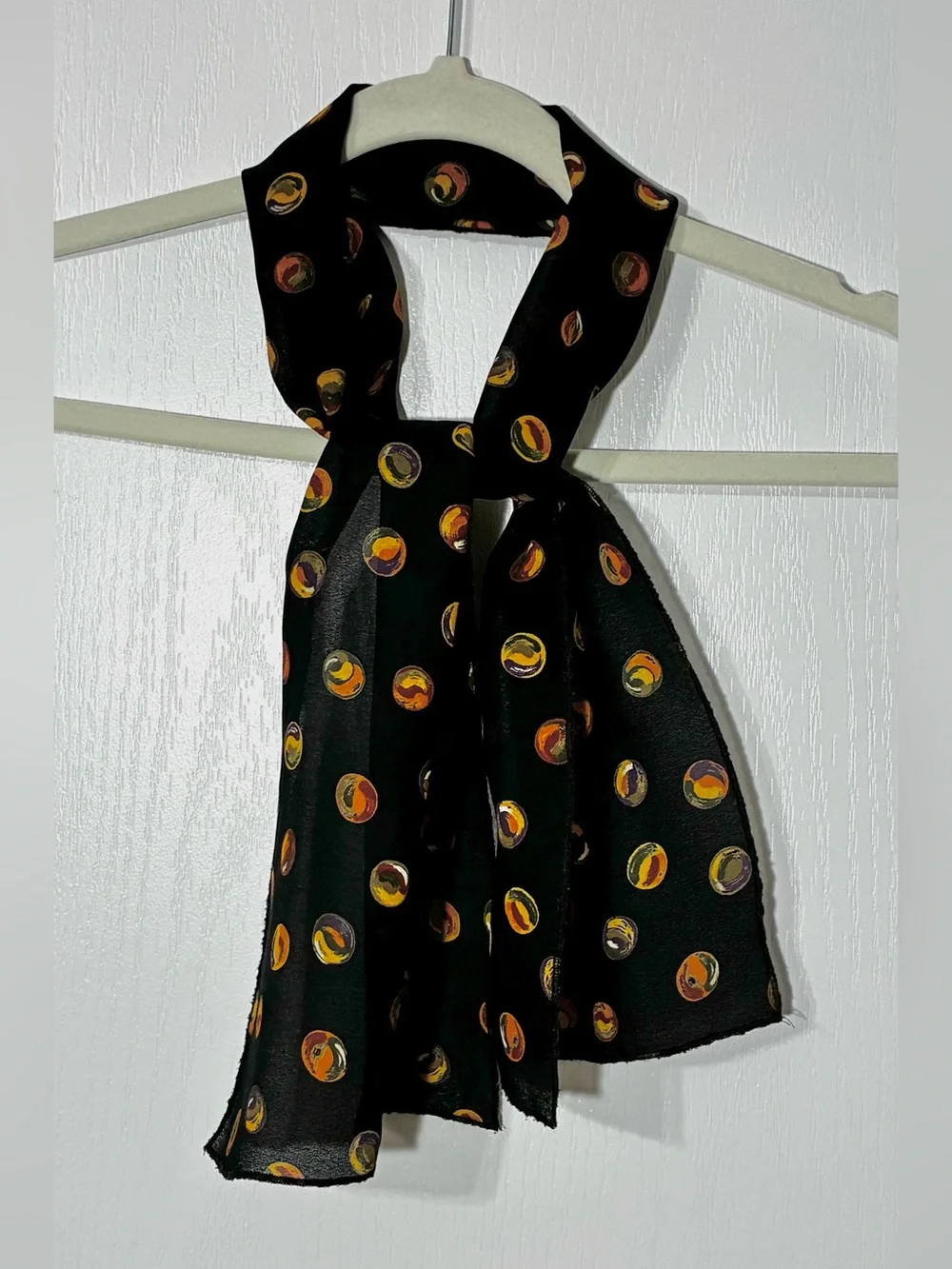 Vintage Abstract Marbled Dot Print Rectangular Scarf 44”L Black